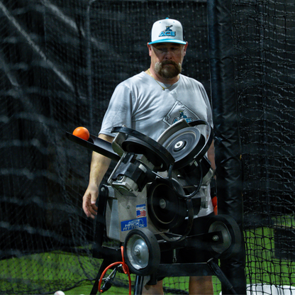 Extended baseball pitching machine chute source image 5