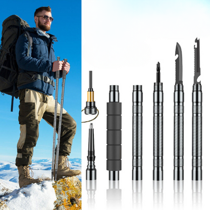 Tactical Trekking Pole with 7-in-1 Survival Kit | Collapsible Hiking Stick