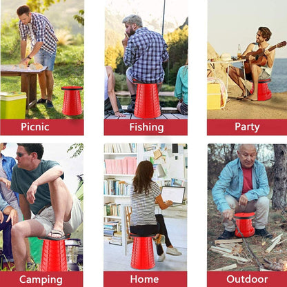Portable Folding Camping Stool with 12 Height Settings – 400 lbs Capacity