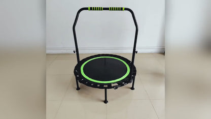Mini Trampoline 40 Inch Collapsible Fitness Rebounder 660LBS Capacity, Adjustable Foam Handle Bars, Durable Elastic Straps & Thick Steel Frame, Quiet Indoor Outdoor Exercise Trampoline, Blue Green Red