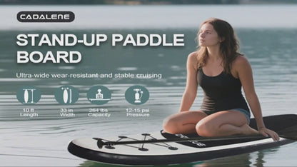 Double-Layer PVC SUP Board 10ft x 33'' Drop-Stitch Inflatable Paddle Board 12-15PSI EVA Deck 3 Fins Full Accessories Kit for Yoga Fishing Surfing Adults