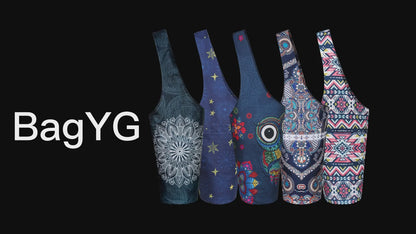Yoga Mat Tote Bag 37”×15.5” – Large Shoulder Carrier with Dual Pockets for Yoga Mat, Block, Strap & Accessories, Fits Most Mat Sizes, Gym & Studio Bag for Women, Cloud Forest & Mandala Black