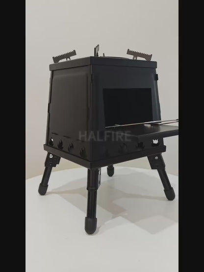 Wood Burning Campfire Stove – Heavy Duty Outdoor Camp Stove with Sturdy Legs & Air Vents for Hiking Backpacking Picnic BBQ Travel
