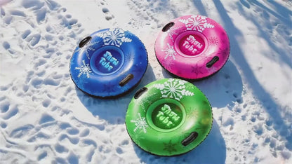 Snow Sled Tubes 3-Pack Foldable Inflatable – Triple-Layer PVC Snow Tubes 36 & 40 Inch, 220 lbs Capacity, 3-Layer Airlock Valve, Non-Slip Thickened Base & Embossed Handles for Ski Resort & Outdoor Winter Fun