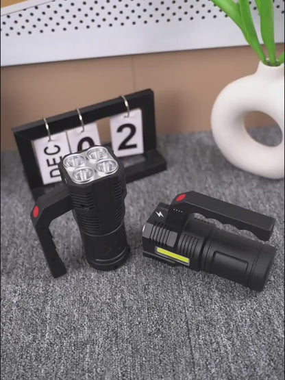 XHP90 Tactical Flashlight 2 Pack 300 Lumen 4 Modes USB Rechargeable 18650 Camping Light with Battery Display 200m Beam
