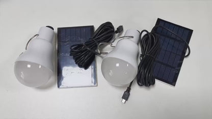 Outdoor Solar Light Bulb with 3.5M Cable – 110 Lumen 12 LED, 800mAh Rechargeable, 6000K Daylight, Portable Hanging Lamp for Garden, Yard, Garage, Chicken Coop & Tent Camping, 2/4 Pack