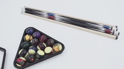 Pool Balls Billiard Set 20 Piece Complete Kit with 16 Fancy Billiard Balls 2 Diamond Pool Cue Sticks and 2 Ball Racks Full Billiard Table Accessories for Adults Men Home Office Bar Entertainment