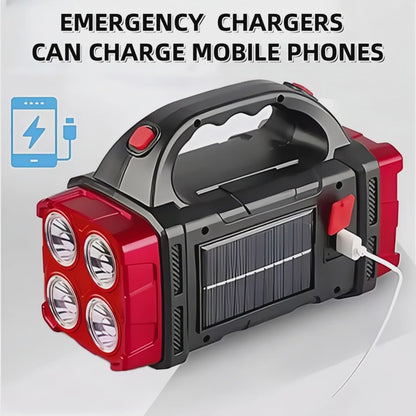 Rechargeable Solar Flashlight 2000 Lumen LED Torch with Power Bank USB-C Charging for Camping Hiking Outdoor Emergency