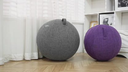 Exercise Ball Chair 65cm with Fabric Cover – Stability Balance Ball Seat for Home Office Desk, Yoga Pilates Birthing Ball, Relieves Back Pain & Improves Posture, Grey & Black, Anti-Burst Design