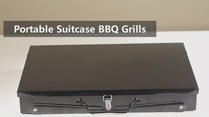 Portable Charcoal BBQ Grill Foldable - Lightweight Compact Outdoor Smoker Grill for Camping, Picnics, Hiking & Backyard Barbecue - Easy Setup Tabletop Charcoal Grill