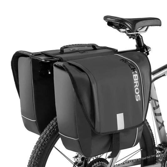Dual-side bicycle panniers with 30L combined capacity