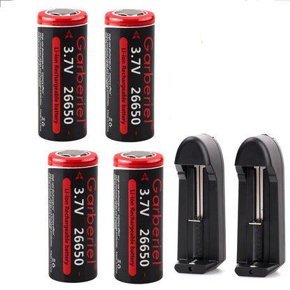 26650 Rechargeable Battery 3.7V Li-ion Flat Top 2 Pack