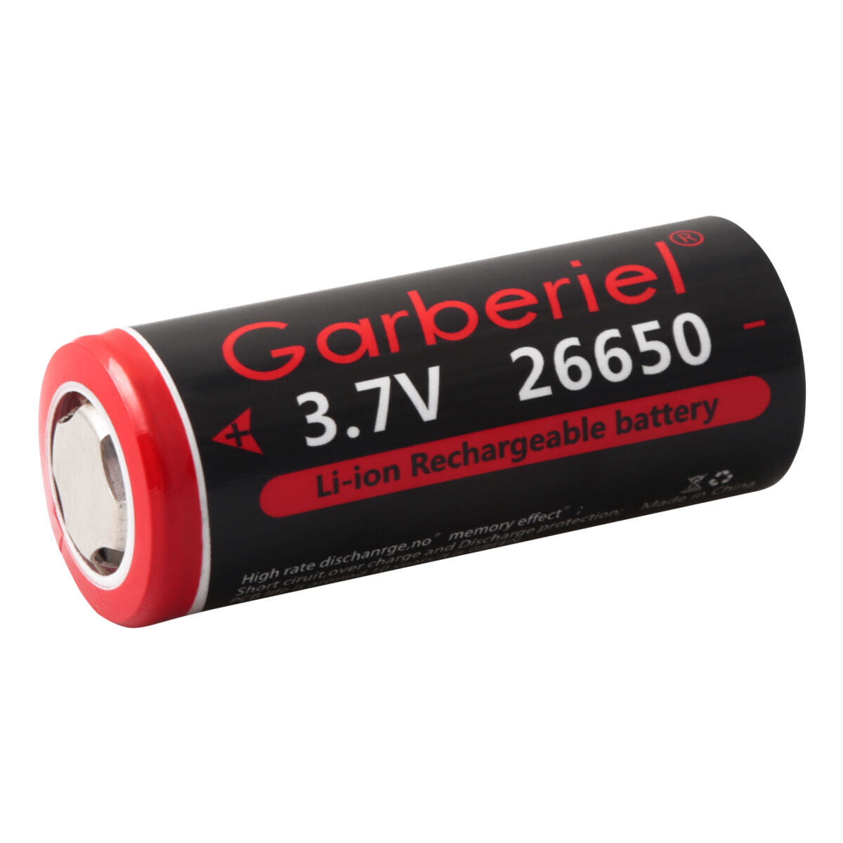 26650 Rechargeable Battery 3.7V Li-ion Flat Top 2 Pack