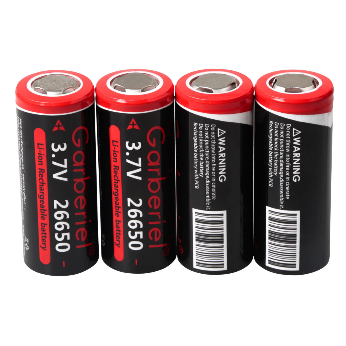 26650 Rechargeable Battery 3.7V Li-ion Flat Top 2 Pack