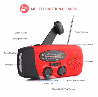 Solar Power Bank Emergency Radio with Hand Crank & NOAA