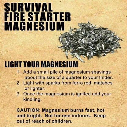 Magnesium Fire Starter Shavings – Survival Fire Starting Kit