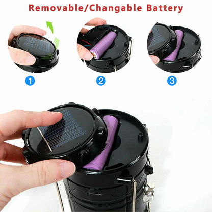 Rechargeable LED Camping Lantern – Solar USB, 3 Modes, 500LM