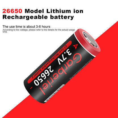 26650 Rechargeable Battery 3.7V Li-ion Flat Top 2 Pack