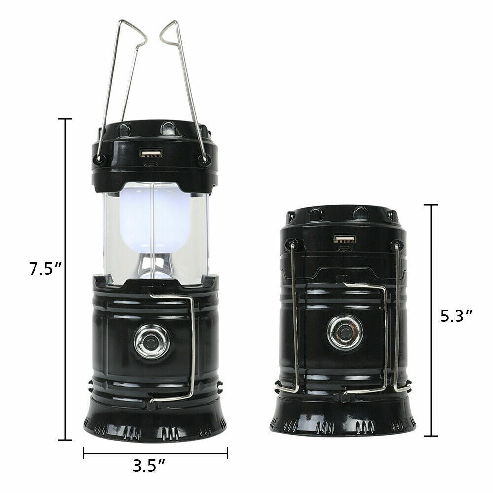 Rechargeable LED Camping Lantern – Solar USB, 3 Modes, 500LM