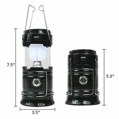 Rechargeable LED Camping Lantern – Solar USB, 3 Modes, 500LM
