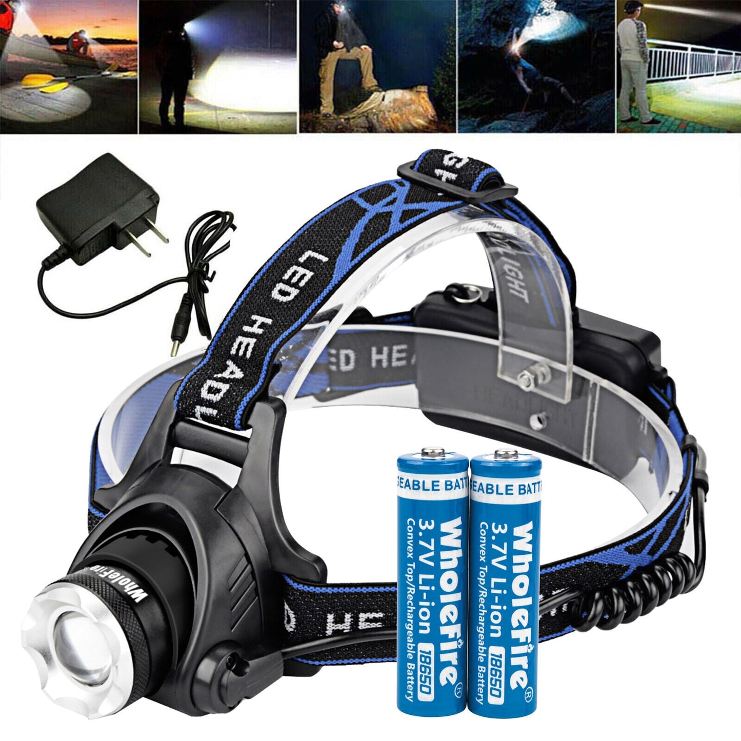Rechargeable LED Headlamp – Ultra-Bright T6 Waterproof Headlight with Zoom & 3 Modes