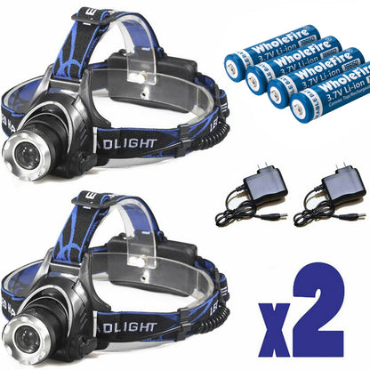 Rechargeable LED Headlamp – Ultra-Bright T6 Waterproof Headlight with Zoom & 3 Modes