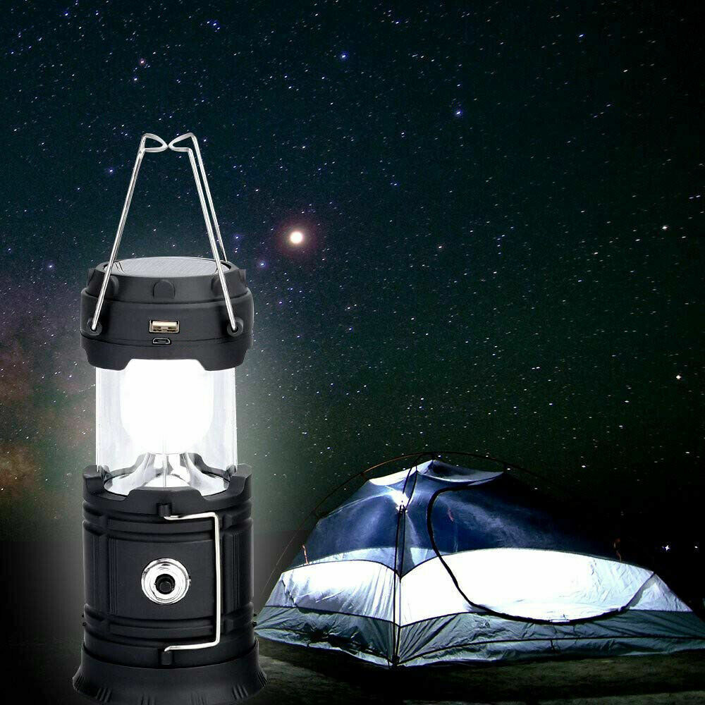 Rechargeable LED Camping Lantern – Solar USB, 3 Modes, 500LM