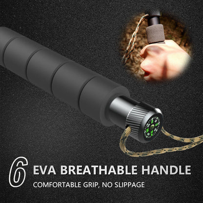 Tactical Trekking Pole with 7-in-1 Survival Kit | Collapsible Hiking Stick