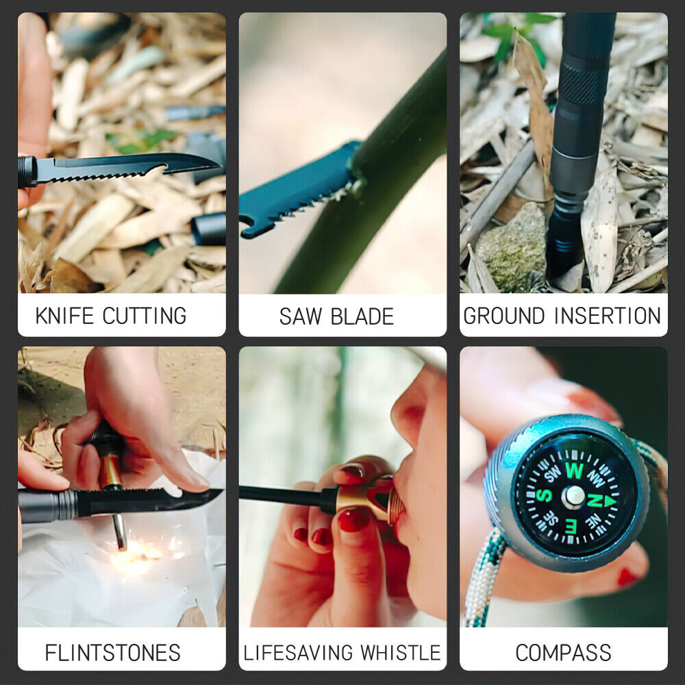 Tactical Trekking Pole with 7-in-1 Survival Kit | Collapsible Hiking Stick