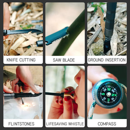 Tactical Trekking Pole with 7-in-1 Survival Kit | Collapsible Hiking Stick