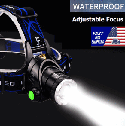 Rechargeable LED Headlamp 3-Mode IPX4 with Red Warning Light