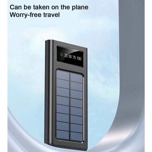 Solar Power Bank 30000mAh – 4 USB Ports, Built-In Cables & SOS Light