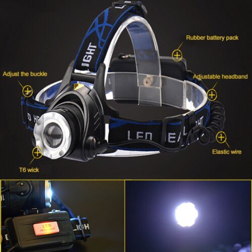 Rechargeable LED Headlamp – Ultra-Bright T6 Waterproof Headlight with Zoom & 3 Modes