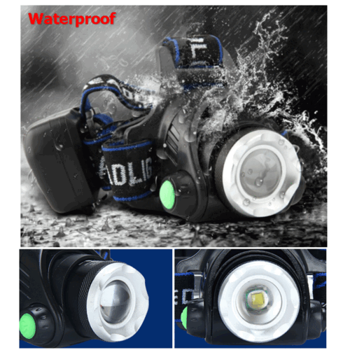 Rechargeable LED Headlamp 3-Mode IPX4 with Red Warning Light