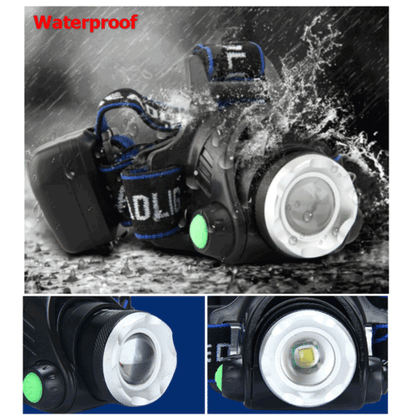 Rechargeable LED Headlamp 3-Mode IPX4 with Red Warning Light