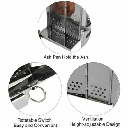 Camping Stove Portable Wood Burning – Foldable Stainless Steel BBQ Grill