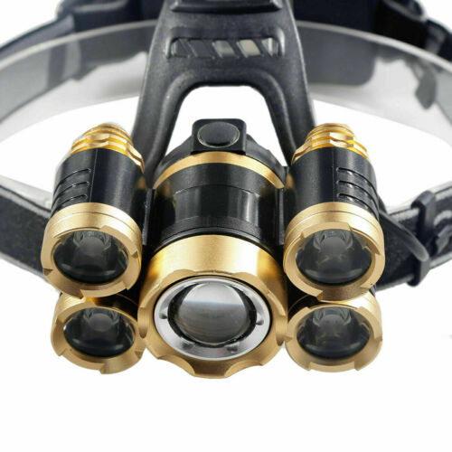 Rechargeable LED Headlamp 5x Cree T6 – IP65 Waterproof, 4 Modes