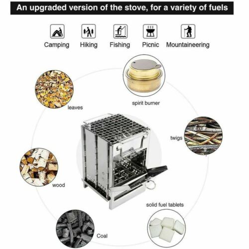 Camping Stove Portable Wood Burning – Foldable Stainless Steel BBQ Grill