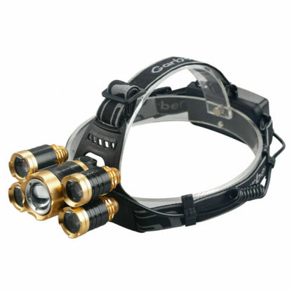 Rechargeable LED Headlamp 5x Cree T6 – IP65 Waterproof, 4 Modes