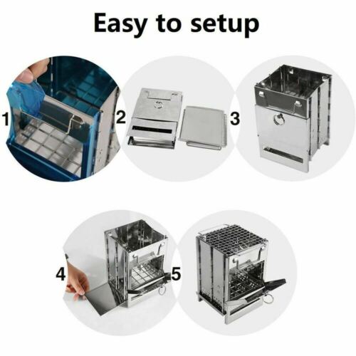 Camping Stove Portable Wood Burning – Foldable Stainless Steel BBQ Grill