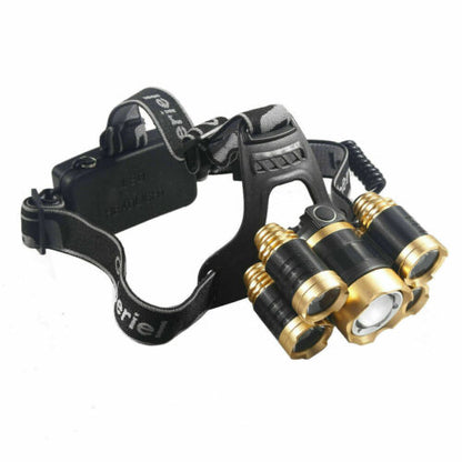 Rechargeable LED Headlamp 5x Cree T6 – IP65 Waterproof, 4 Modes