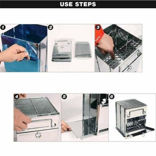 Camping Stove Portable Wood Burning – Foldable Stainless Steel BBQ Grill