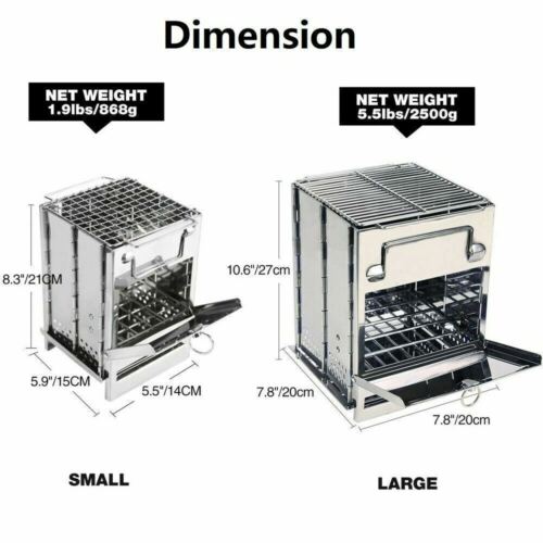 Camping Stove Portable Wood Burning – Foldable Stainless Steel BBQ Grill