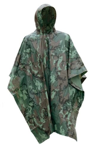 Military Rain Poncho Waterproof Hooded Tarp Shelter 80"x50"
