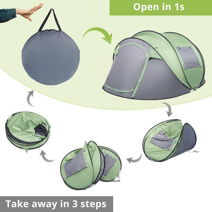 Pop-Up Camping Tent 4 Person Waterproof Instant Setup Family
