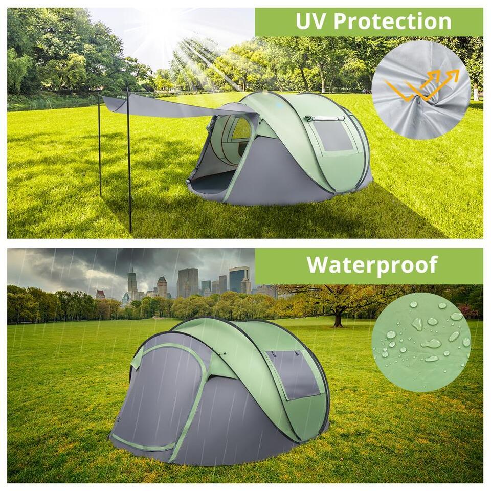 Pop-Up Camping Tent 4 Person Waterproof Instant Setup Family