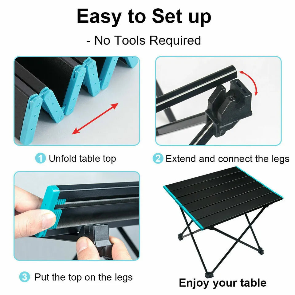 Portable Folding Camping Table – Aluminum Alloy with Carry Bag