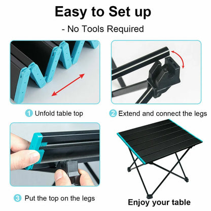 Portable Folding Camping Table – Aluminum Alloy with Carry Bag