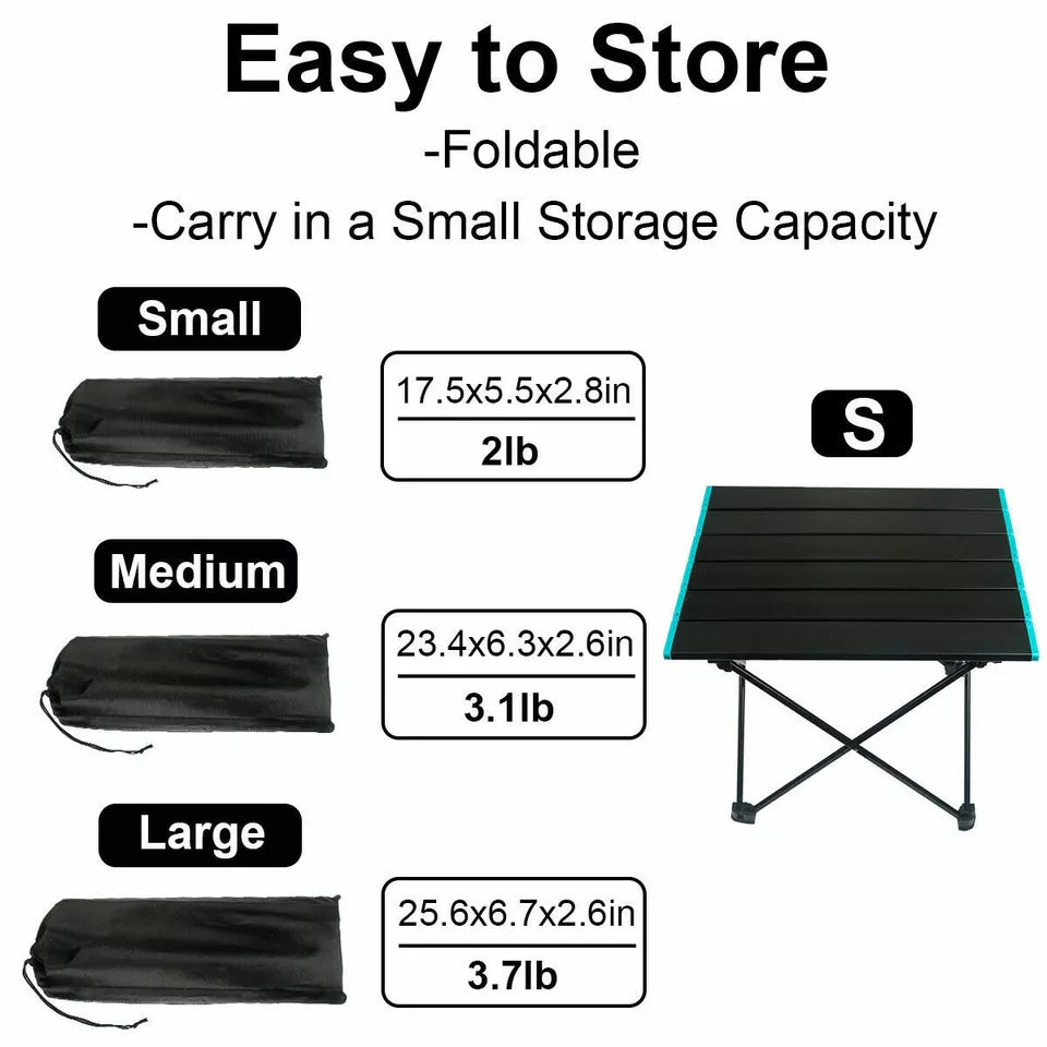 Portable Folding Camping Table – Aluminum Alloy with Carry Bag