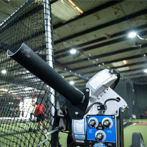 Extended baseball pitching machine chute source image 15